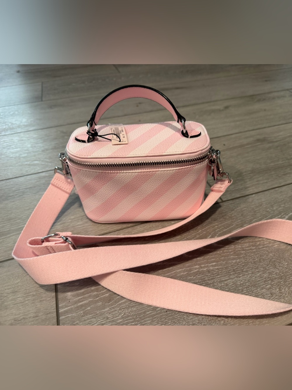 Victoria's Secret Pink Striped Crossbody Vanity Bag